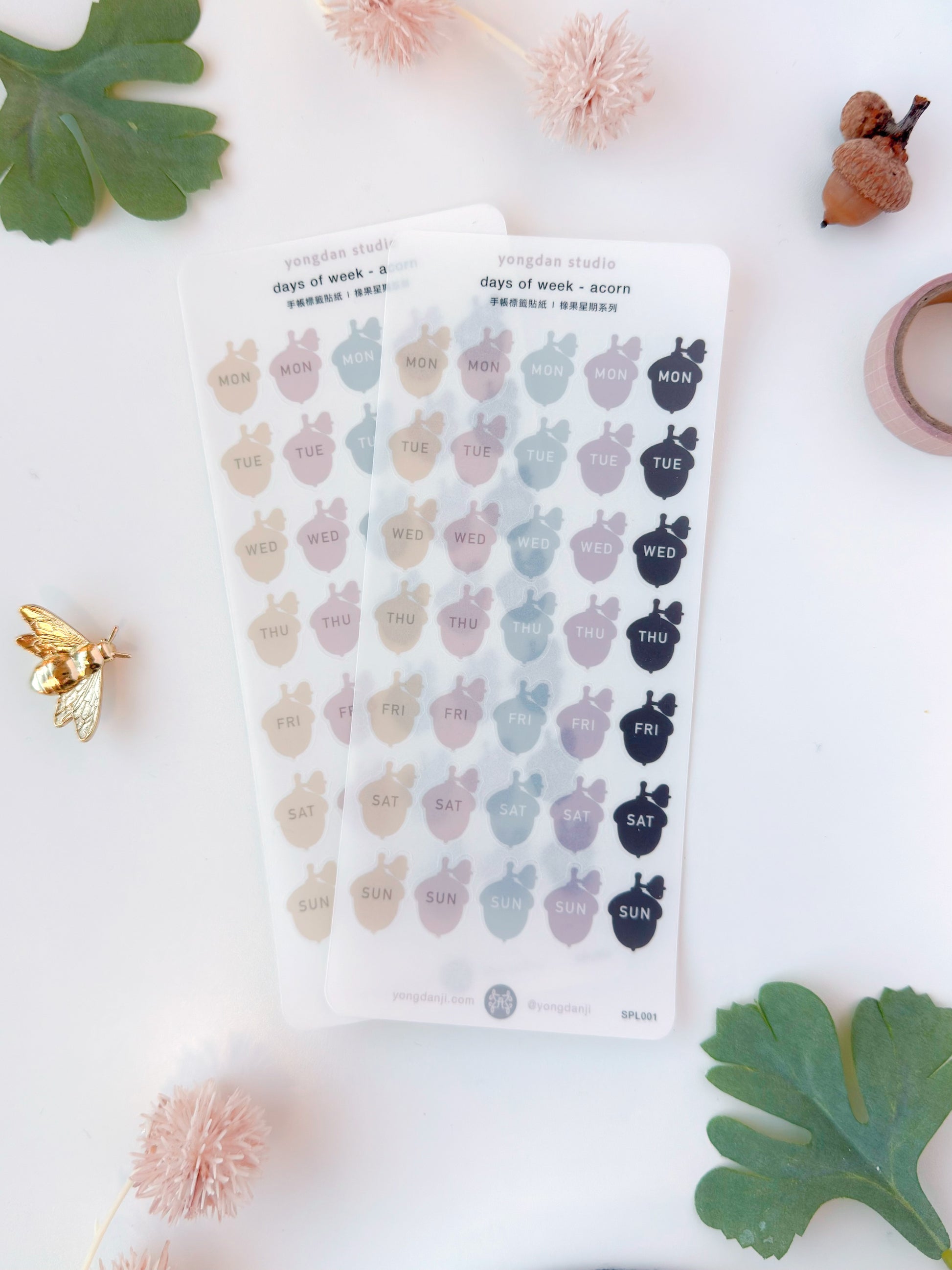 Planner Labels | Acorn days of the week