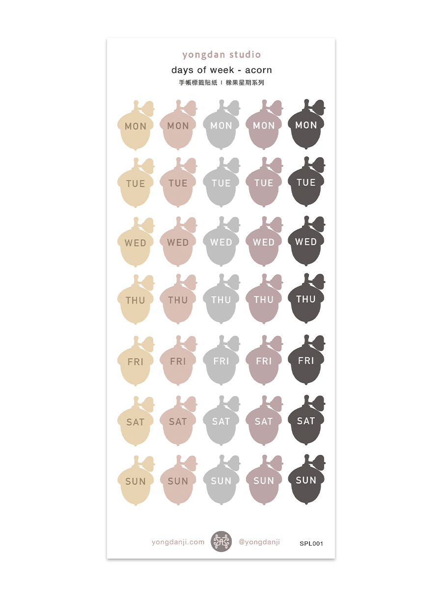 Planner Labels | Acorn days of the week